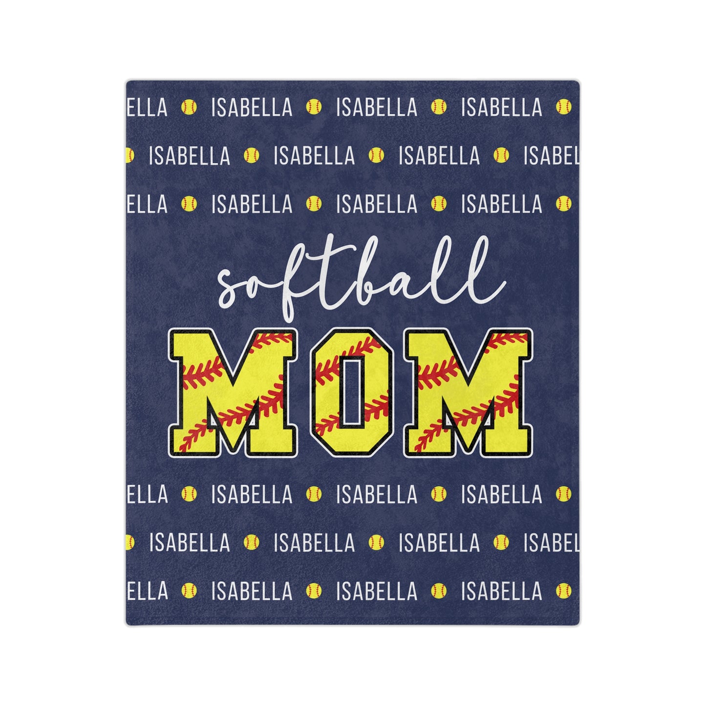 softball mom blanket shown in navy