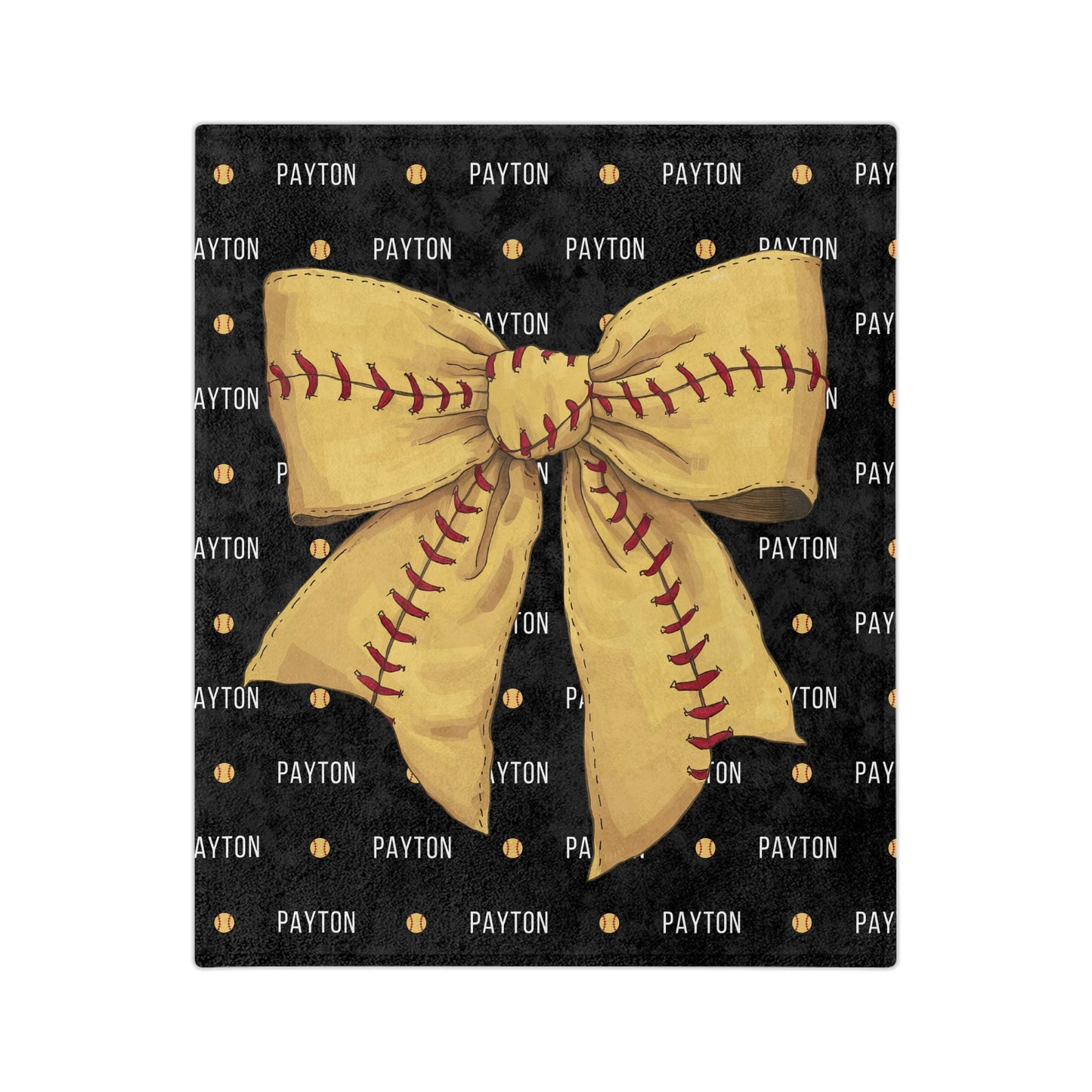 Personalized Softball Blanket Customizable with Softball Player Name, Number and Softball Coquette Bow
