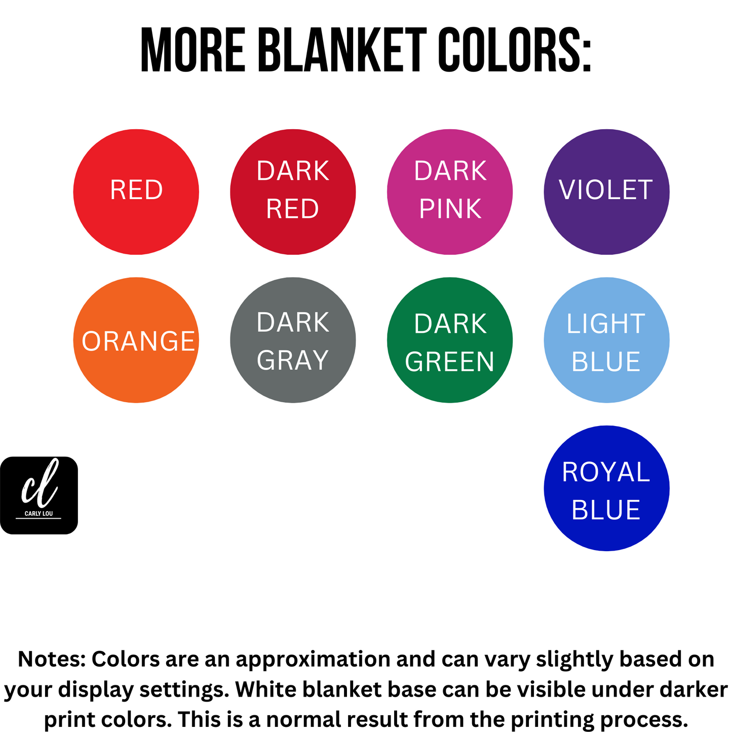 blanket color choices for personalized name blanket