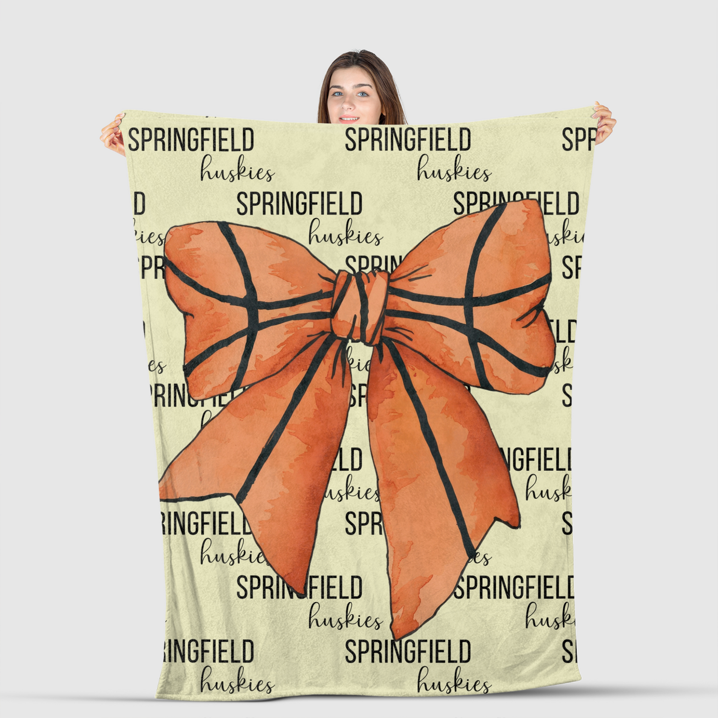 Personalized Basketball Blanket Custom Basketball Team Gift Coquette Bow Blanket with Personalized Team Name