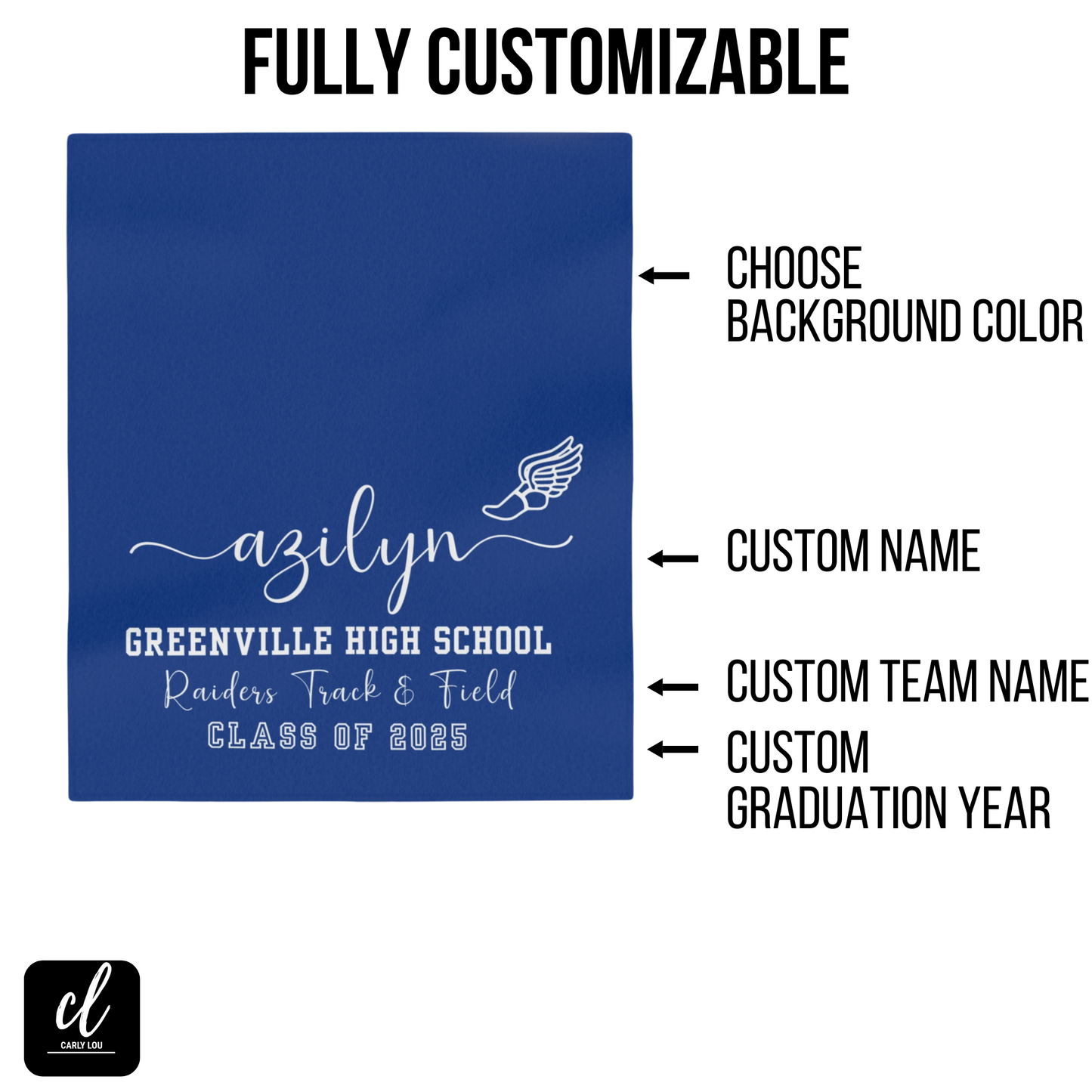Custom Track & Field Blanket, Personalized Track Senior Gift or Graduation Gift for Track and Field Athlete