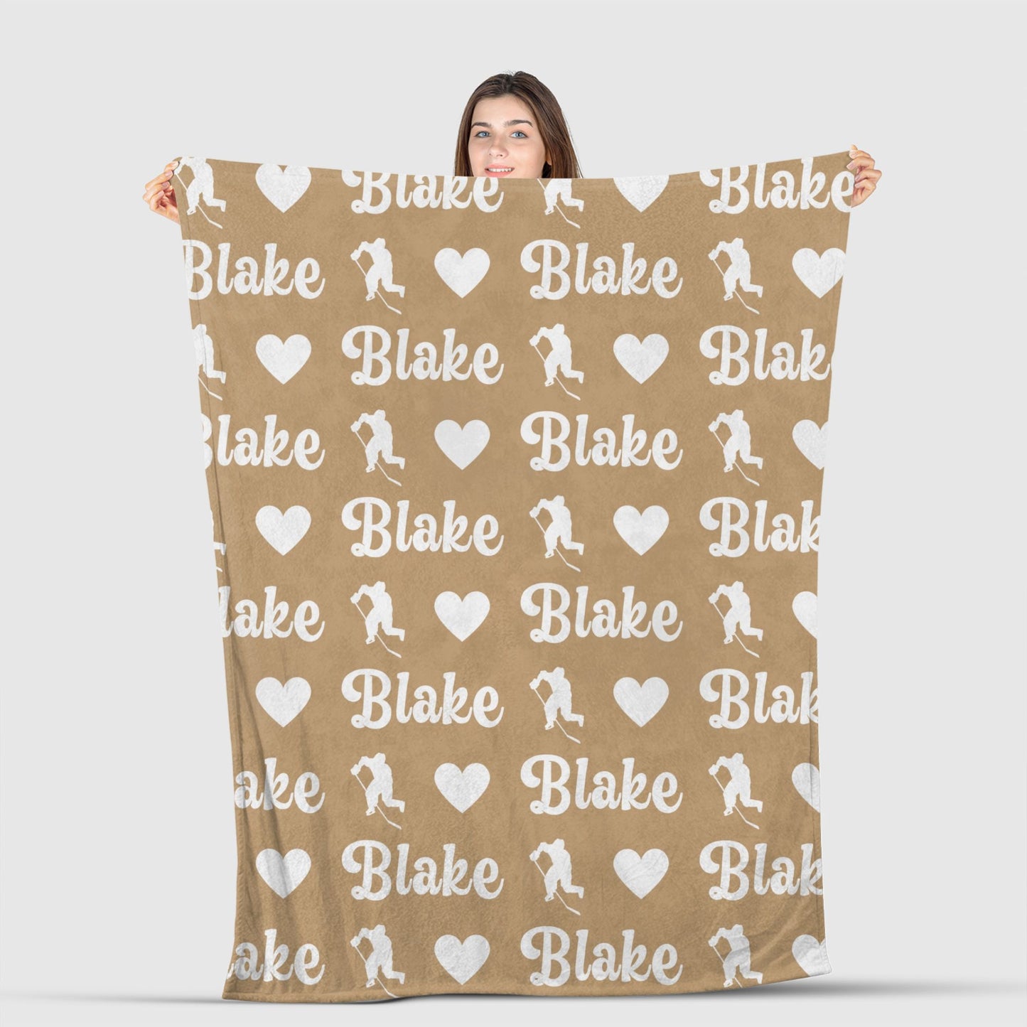 Personalized Ice Hockey Blanket Hockey Gift, Custom Name Blanket for Hockey Player