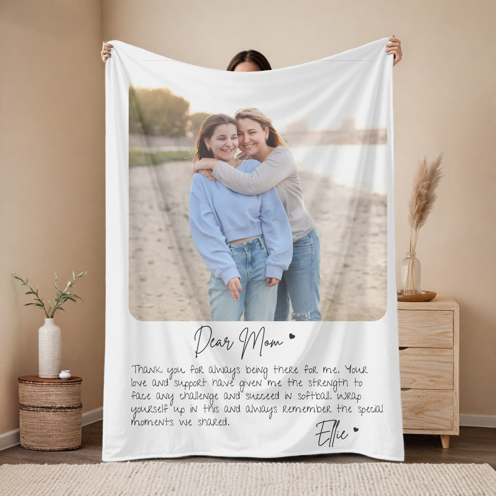 Sentimental Mom Gift from Daughter Letter to Mom Blanket Custom Picture Blanket Family Photo Blanket Customizable Blanket for Mothers Day Personalized Gift for Mom