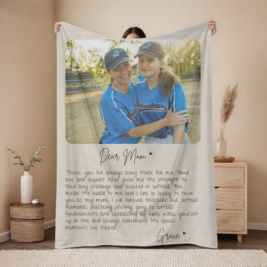 Sentimental Mom Gift from Daughter Letter to Mom Blanket Custom Picture Blanket