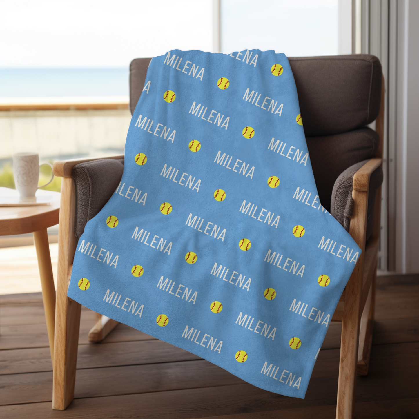Custom Softball Blanket with Softball Player Name Unique Softball Gift