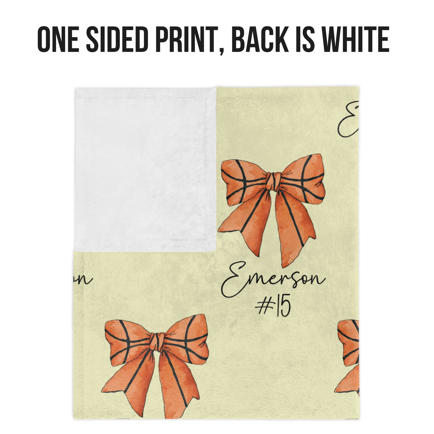 Personalized Basketball Blanket with Basketball Player Name, Number & Coquette Bows