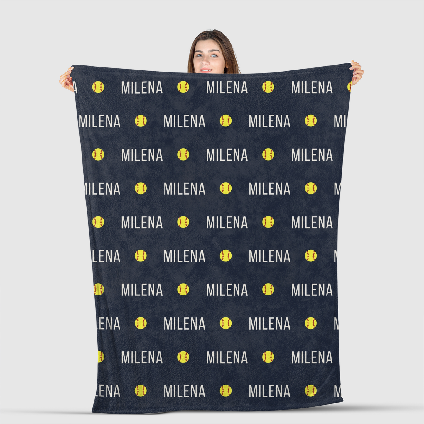Custom Softball Blanket with Softball Player Name Unique Softball Gift