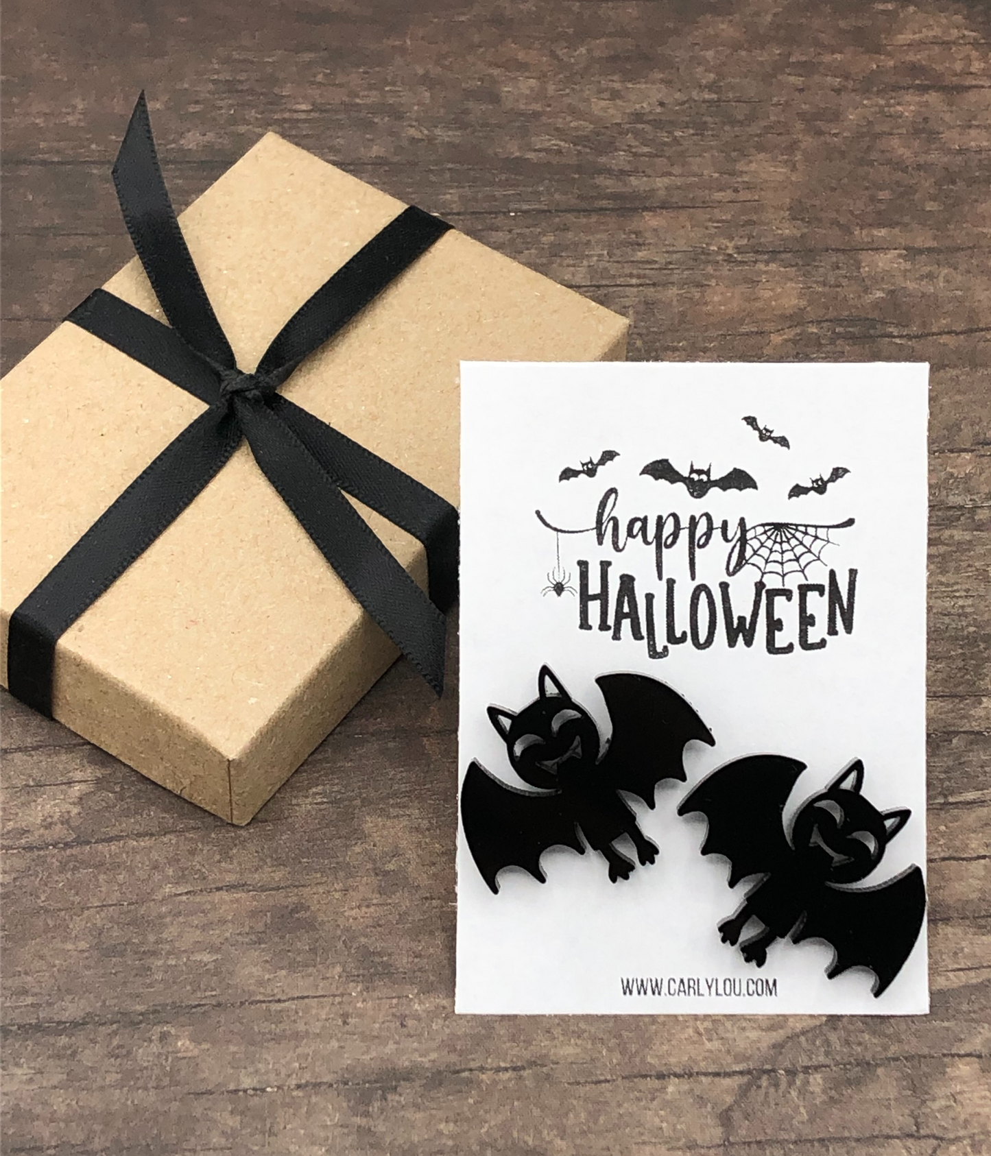 large bat halloween earrings