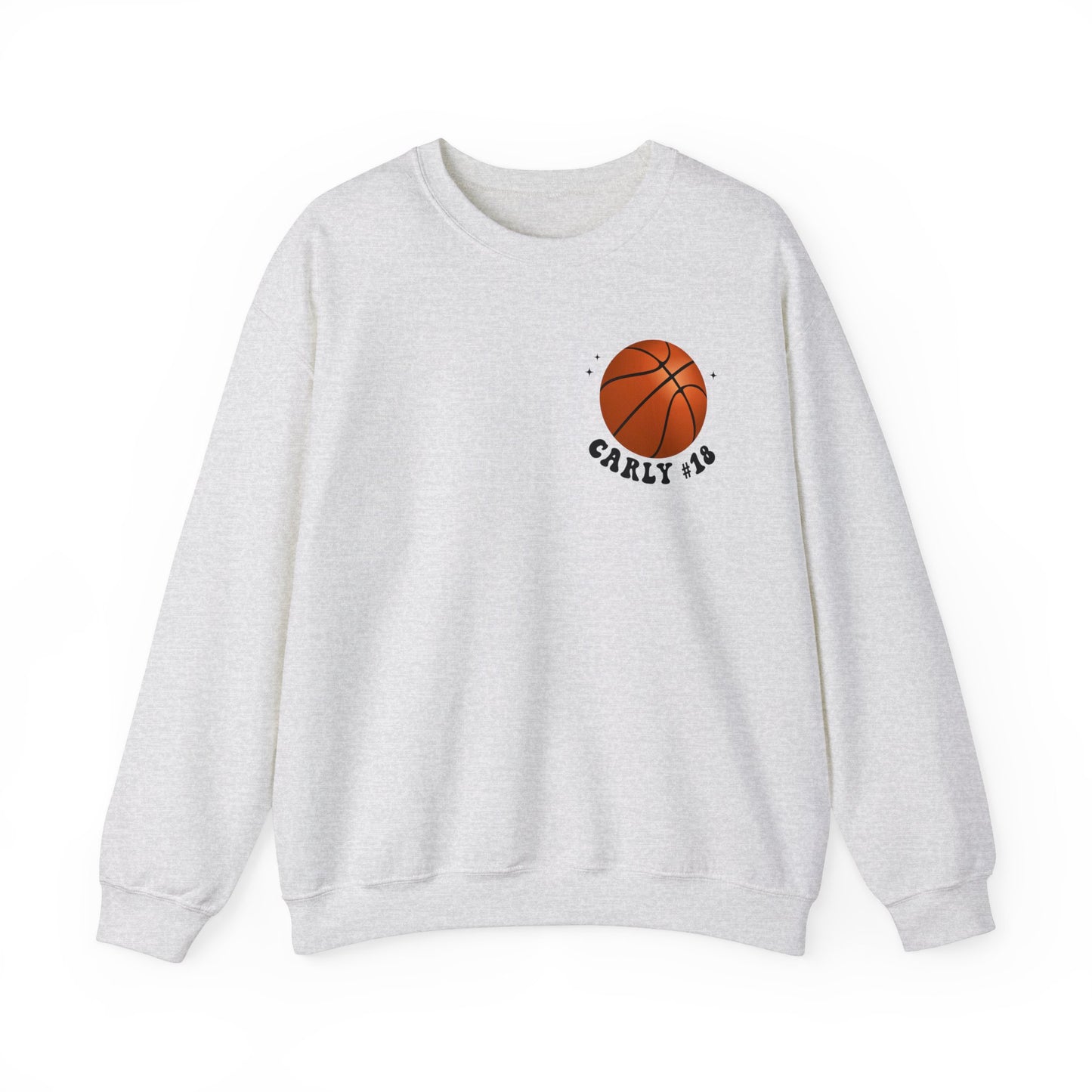 In My Basketball Mom Era Sweatshirt Personalized with Basketball Player Name & Number - shown in ash