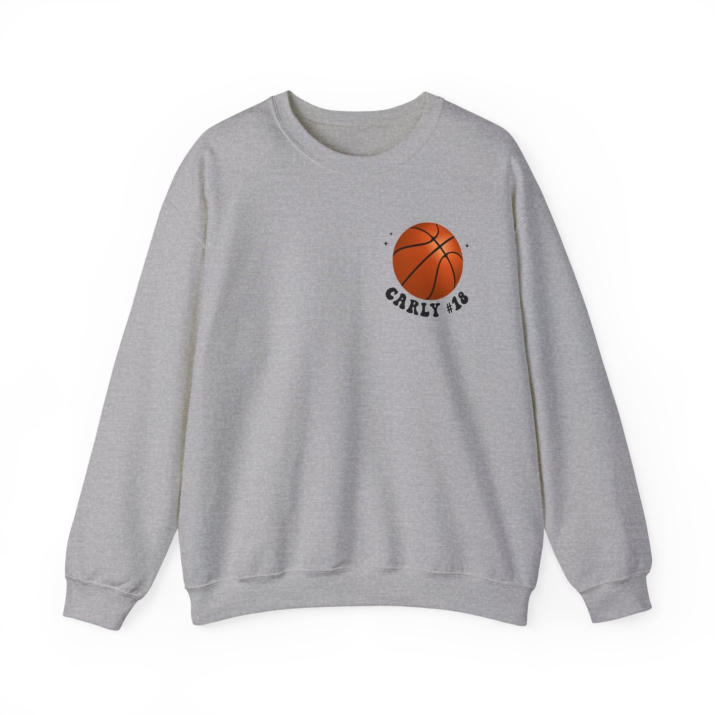 In My Basketball Mom Era Sweatshirt Personalized with Basketball Player Name & Number - shown in sport grey