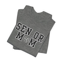 Load image into Gallery viewer, Custom Senior Volleyball Mom Shirt Name on Sleeve Volleyball Shirt Volleyball Dad Shirt Volleyball Gifts Matching Shirts Volleyball tshirt Volleyball Mom and Dad Shirts Volleyball tshirt family shown in deep heather grey
