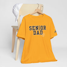 Load image into Gallery viewer, Custom Senior Volleyball Mom Shirt Name on Sleeve Volleyball Shirt Volleyball Dad Shirt Volleyball Gifts Matching Shirts Volleyball tshirt Volleyball Mom and Dad Shirts Volleyball tshirt family shown in gold
