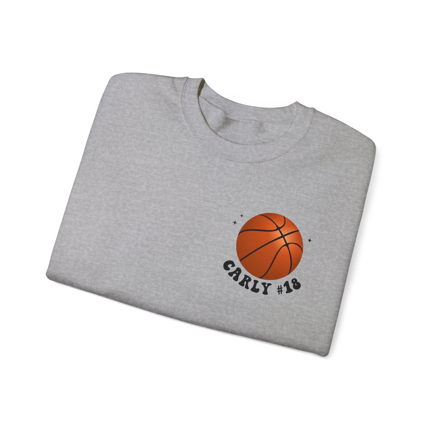 In My Basketball Mom Era Sweatshirt Personalized with Basketball Player Name & Number - shown in sport grey