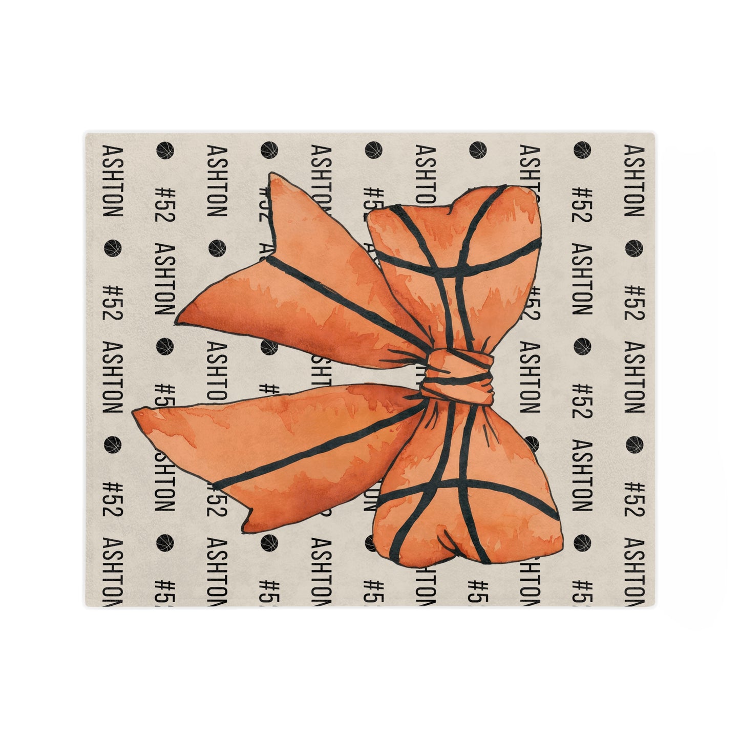 Coquette Bow Personalized Name Basketball Blanket