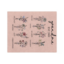 Load image into Gallery viewer, Grandmas Garden Grandma Blanket Personalized with Grandchildren&#39;s Birth Flowers
