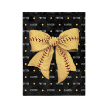 Load image into Gallery viewer, Personalized Softball Blanket Customizable with Softball Player Name, Number and Softball Coquette Bow
