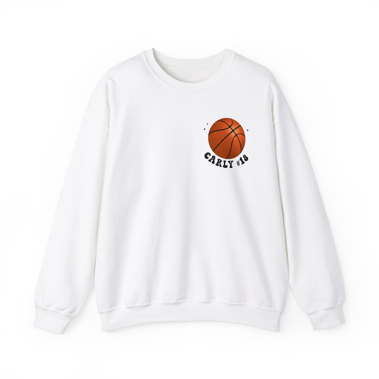 In My Basketball Mom Era Sweatshirt Personalized with Basketball Player Name & Number - shown in white