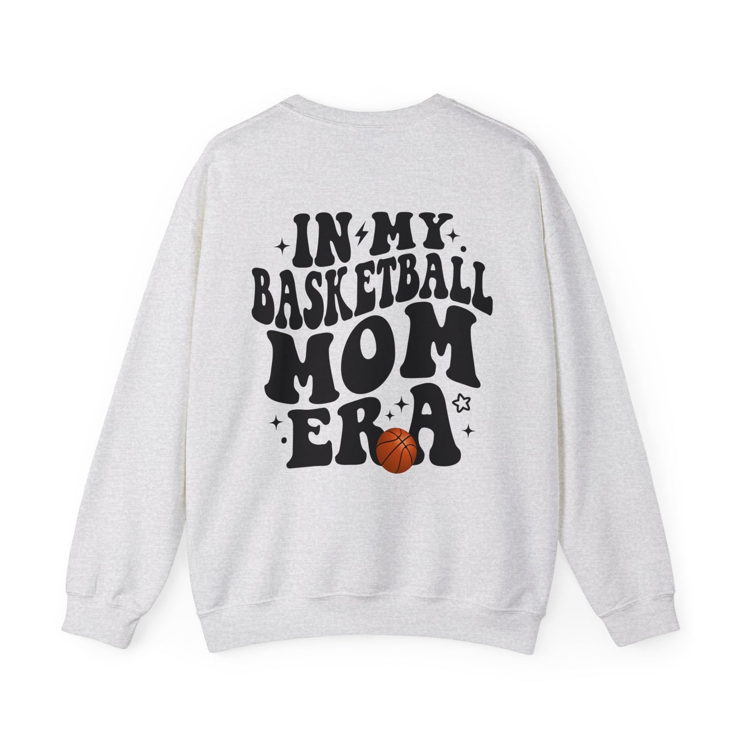 In My Basketball Mom Era Sweatshirt Personalized with Basketball Player Name & Number - shown in ash