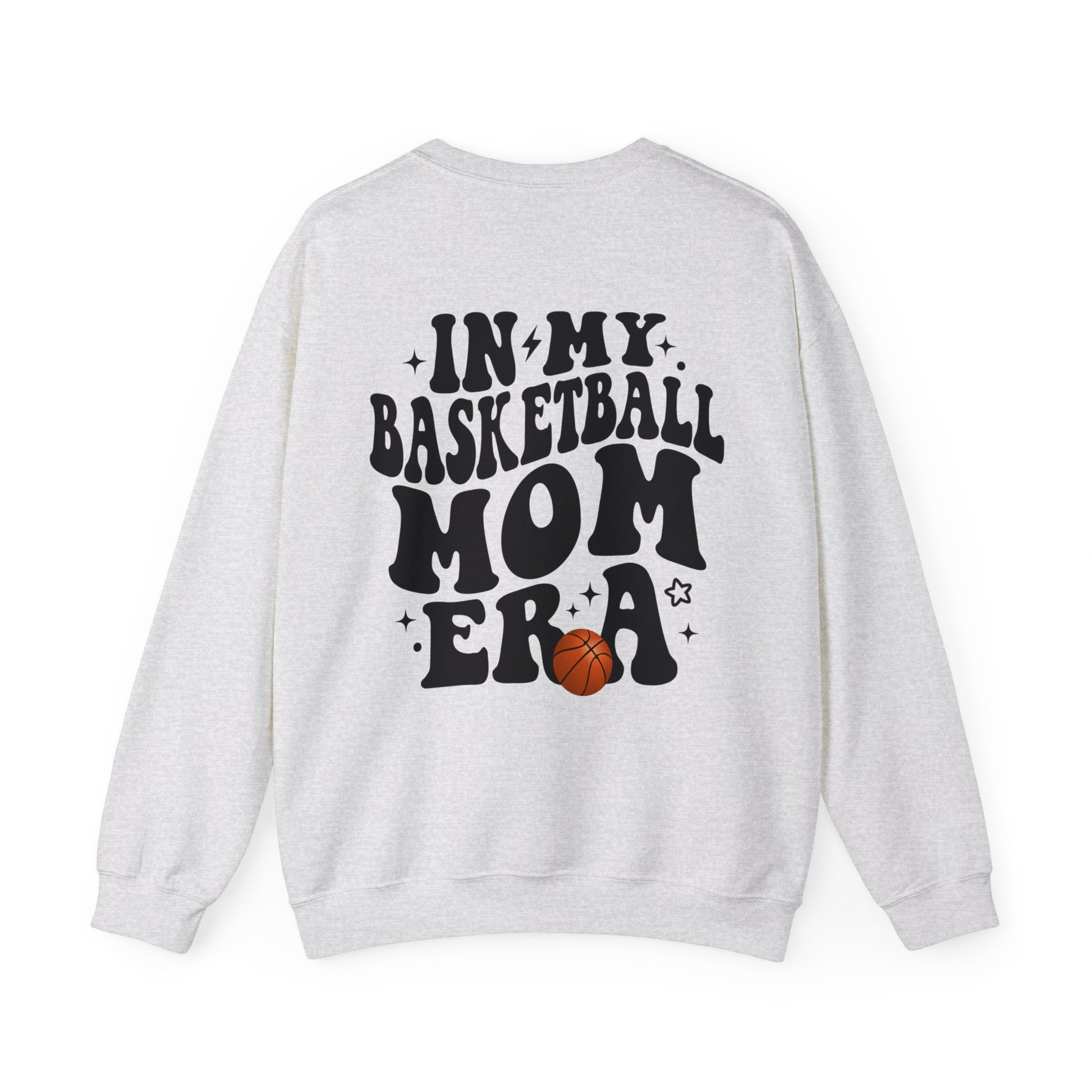 In My Basketball Mom Era Sweatshirt Personalized with Basketball Player Name & Number - shown in ash