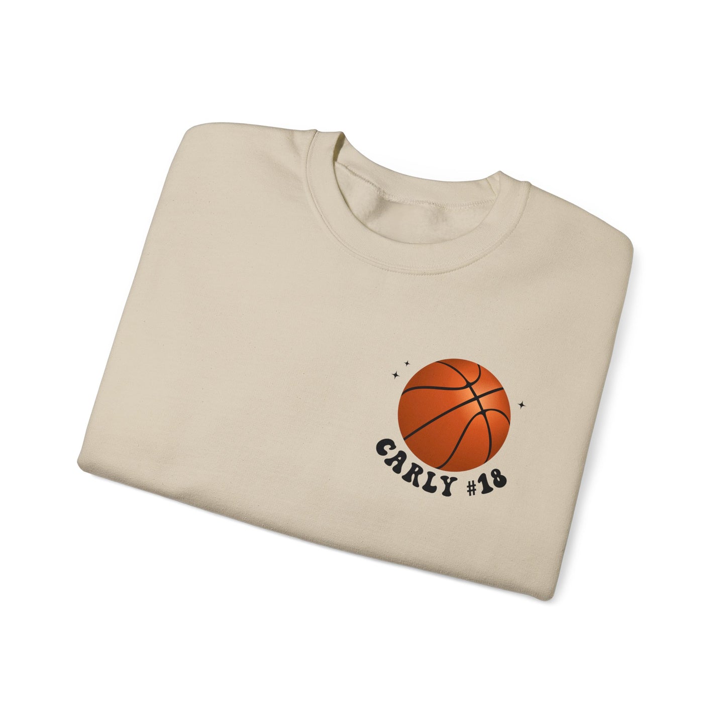 In My Basketball Mom Era Sweatshirt Personalized with Basketball Player Name & Number - shown in sand