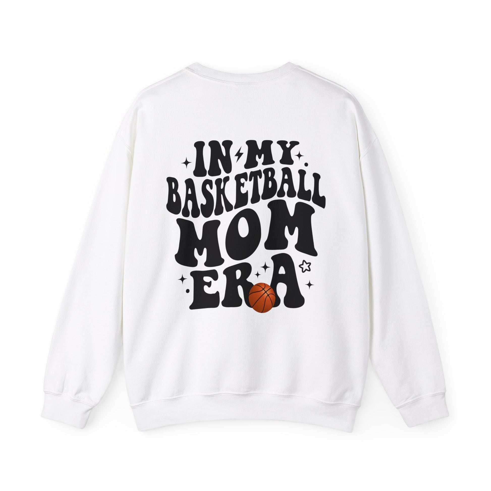 In My Basketball Mom Era Sweatshirt Personalized with Basketball Player Name & Number - shown in white