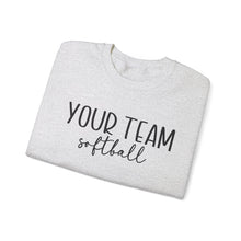 Load image into Gallery viewer, Custom Softball Sweatshirt with Team Name and Custom Name Sleeve shown in ash
