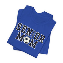 Load image into Gallery viewer, Senior Soccer Mom Shirt or Senior Soccer Dad Shirt with Custom Name on Sleeve
