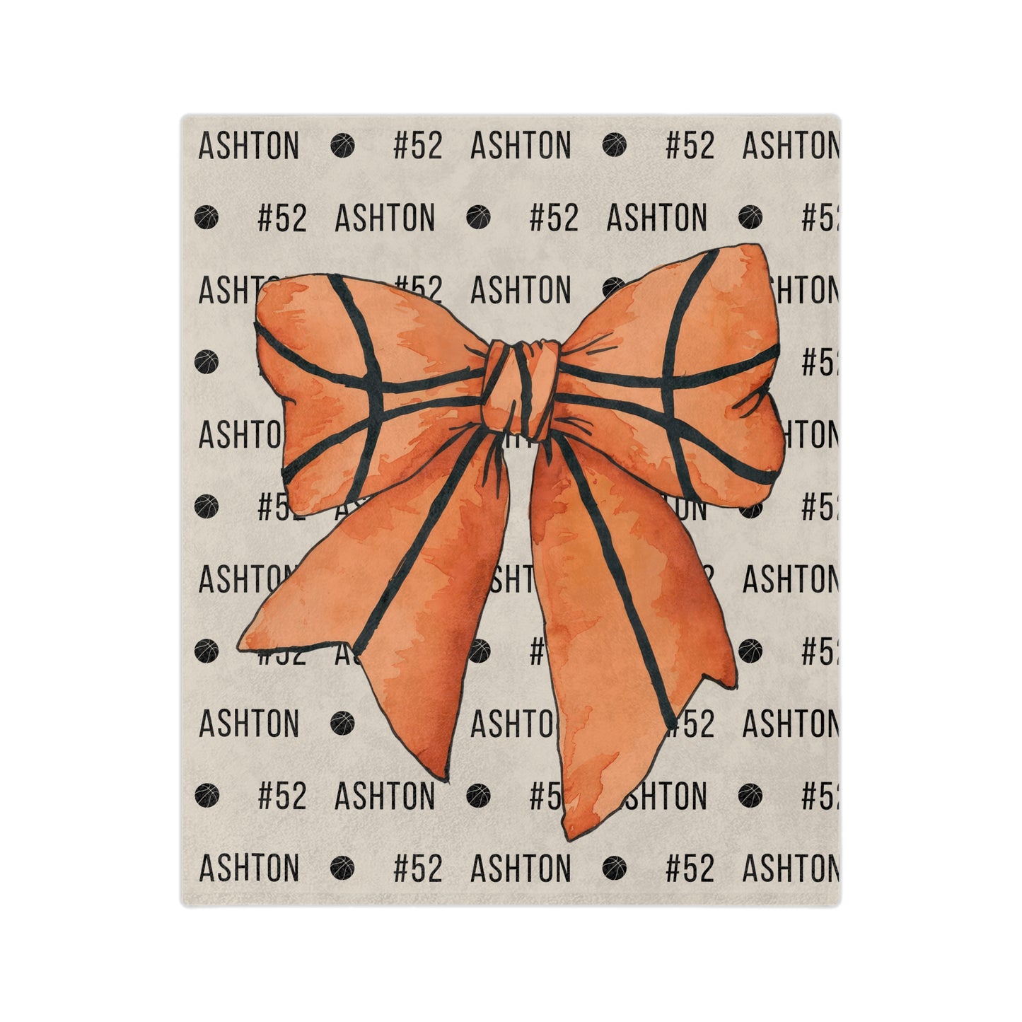 Coquette Bow Personalized Name Basketball Blanket