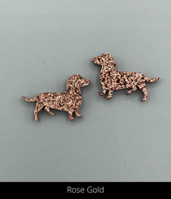 Load image into Gallery viewer, Dachshund Earrings Dachshund Lover Gift for Dachshund Dog Mom - Rose Gold Dachshund - Red Dachshund
