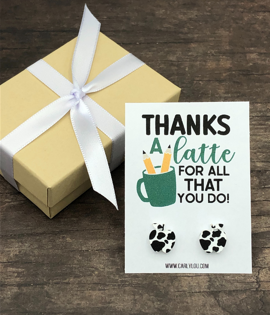 Teacher appreciation earrings - thanks a latte for all that you do
