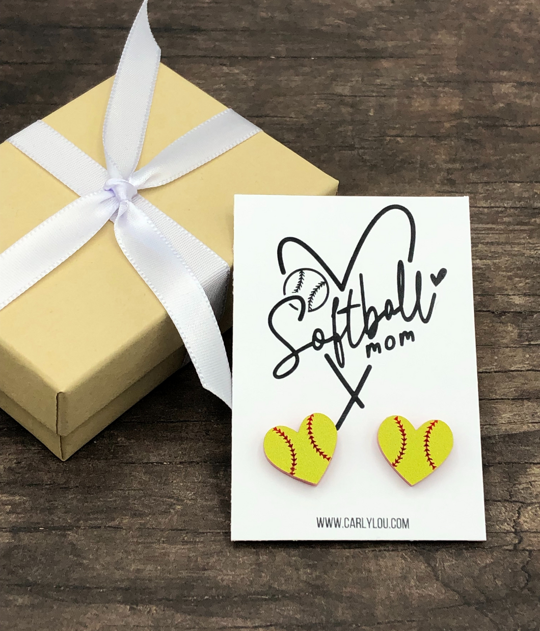 Softball Mom Softball Heart Earrings