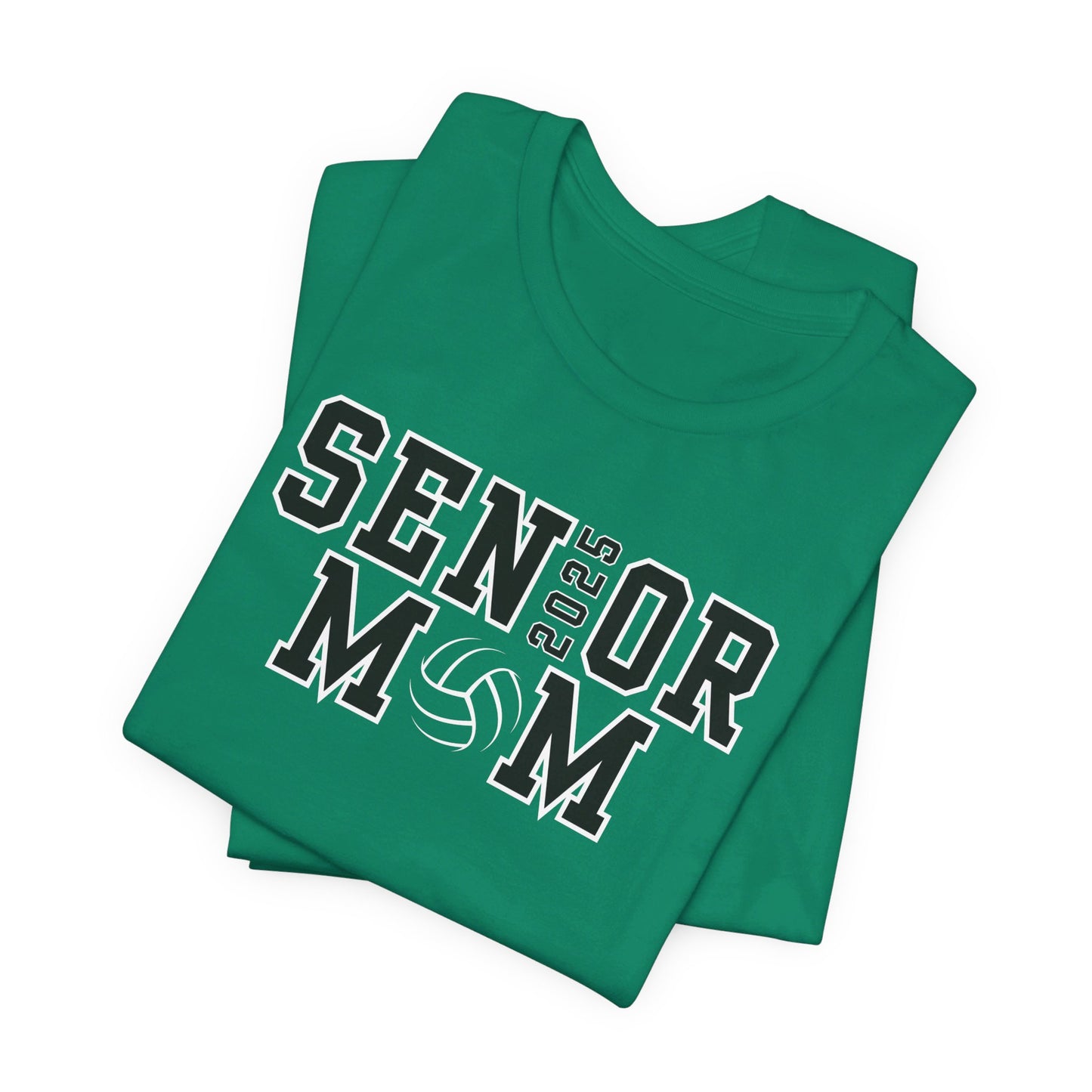 Custom Senior Volleyball Mom Shirt Name on Sleeve Volleyball Shirt Volleyball Dad Shirt Volleyball Gifts Matching Shirts Volleyball tshirt Volleyball Mom and Dad Shirts Volleyball tshirt family shown in kelly green