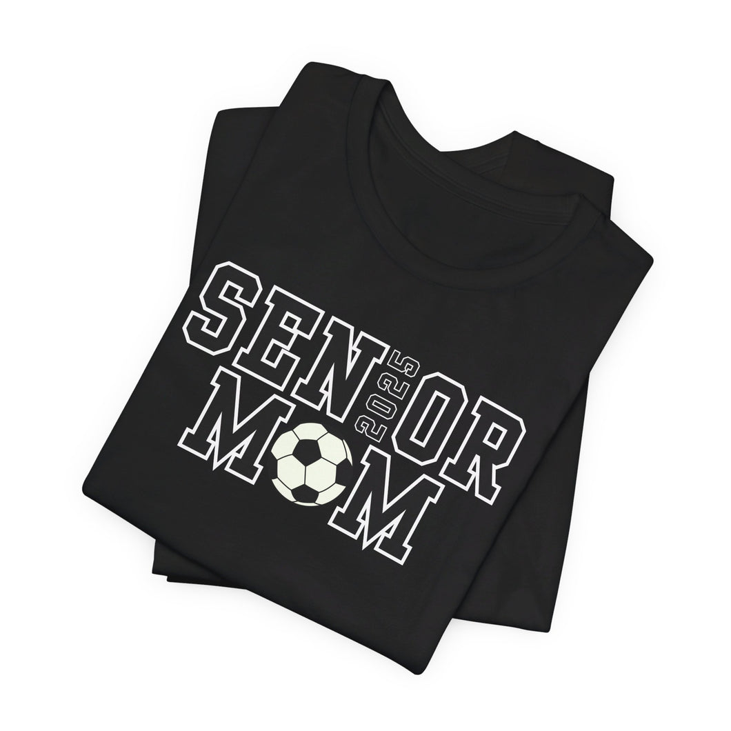 Senior Soccer Mom Shirt or Senior Soccer Dad Shirt with Custom Name on Sleeve