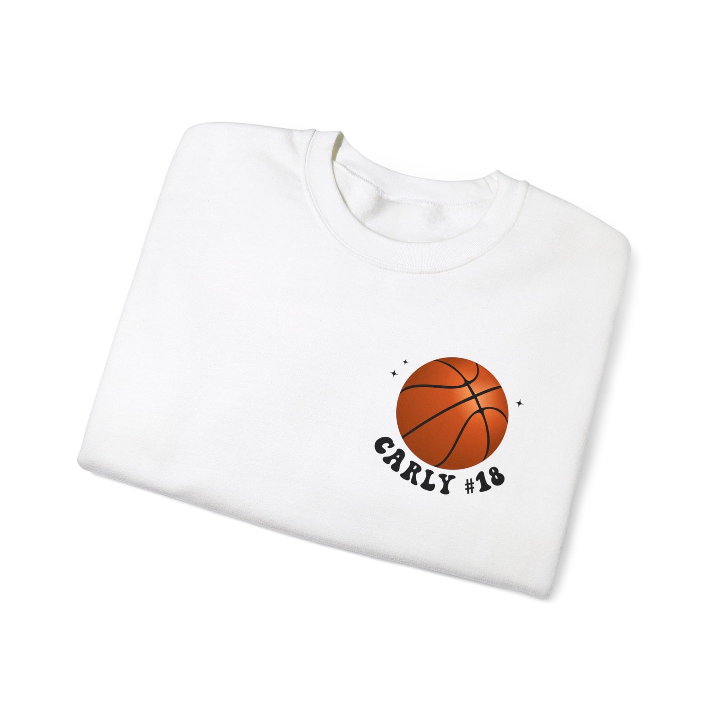 In My Basketball Mom Era Sweatshirt Personalized with Basketball Player Name & Number - shown in white