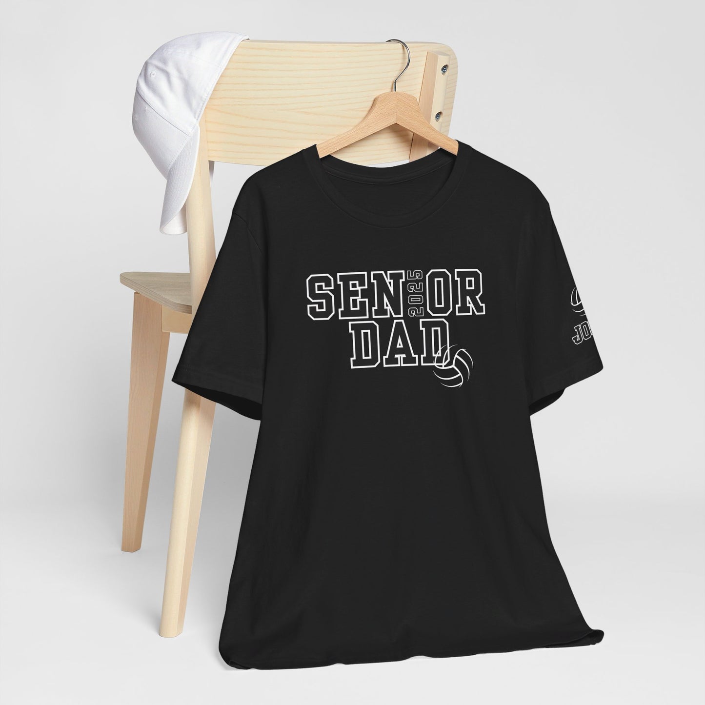 Custom Senior Volleyball Mom Shirt Name on Sleeve Volleyball Shirt Volleyball Dad Shirt Volleyball Gifts Matching Shirts Volleyball tshirt Volleyball Mom and Dad Shirts Volleyball tshirt family shown in black