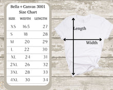 Load image into Gallery viewer, bella canvas t-shirt size chart
