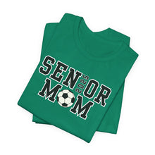 Load image into Gallery viewer, Senior Soccer Mom Shirt or Senior Soccer Dad Shirt with Custom Name on Sleeve
