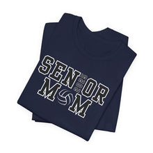 Load image into Gallery viewer, Custom Senior Volleyball Mom Shirt Name on Sleeve Volleyball Shirt Volleyball Dad Shirt Volleyball Gifts Matching Shirts Volleyball tshirt Volleyball Mom and Dad Shirts Volleyball tshirt family shown in navy blue
