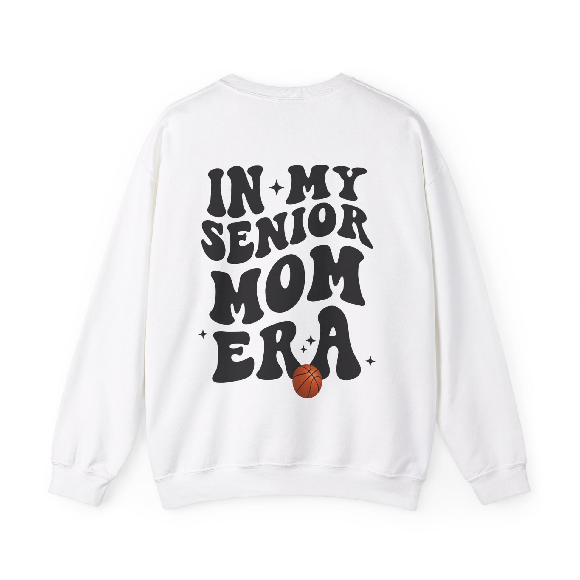 Senior Basketball Mom Era Sweatshirt shown in white