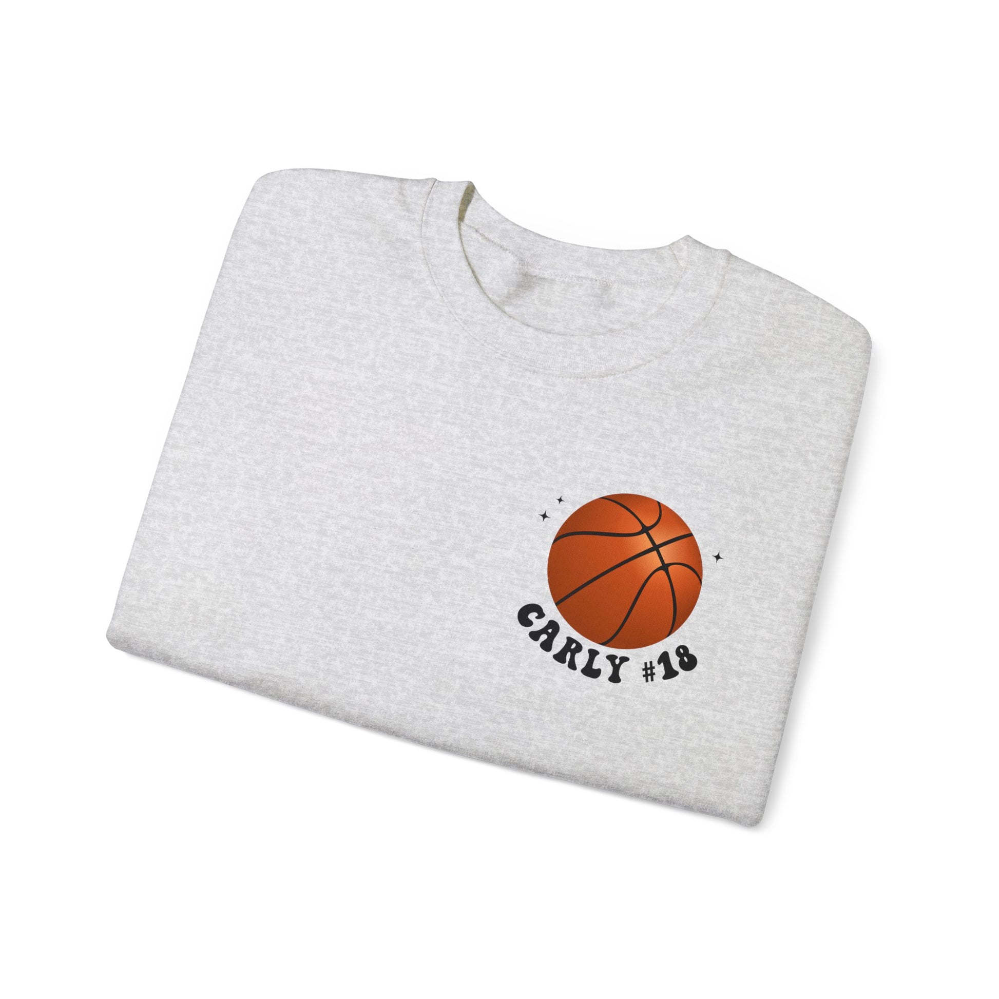 In My Basketball Mom Era Sweatshirt Personalized with Basketball Player Name & Number - shown in ash