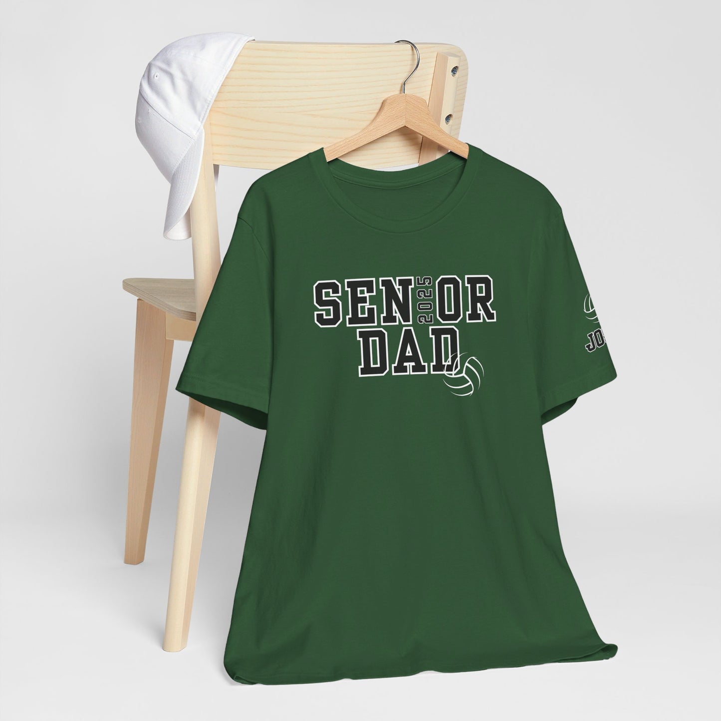 Custom Senior Volleyball Mom Shirt Name on Sleeve Volleyball Shirt Volleyball Dad Shirt Volleyball Gifts Matching Shirts Volleyball tshirt Volleyball Mom and Dad Shirts Volleyball tshirt family shown in green