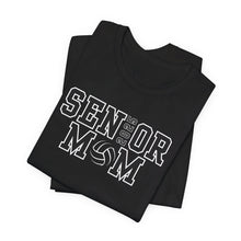 Load image into Gallery viewer, Custom Senior Volleyball Mom Shirt Name on Sleeve Volleyball Shirt Volleyball Dad Shirt Volleyball Gifts Matching Shirts Volleyball tshirt Volleyball Mom and Dad Shirts Volleyball tshirt family shown in black
