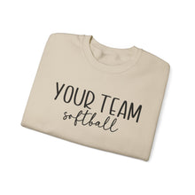Load image into Gallery viewer, Custom Softball Sweatshirt with Team Name and Custom Name Sleeve shown in sand
