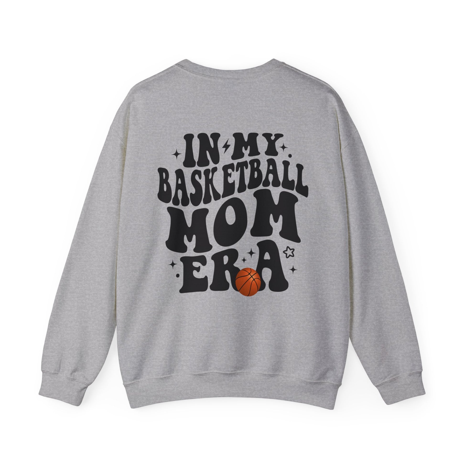 In My Basketball Mom Era Sweatshirt Personalized with Basketball Player Name & Number - shown in sport grey