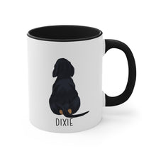 Load image into Gallery viewer, Dachshund Mug - front view with personalized dog image and dog name
