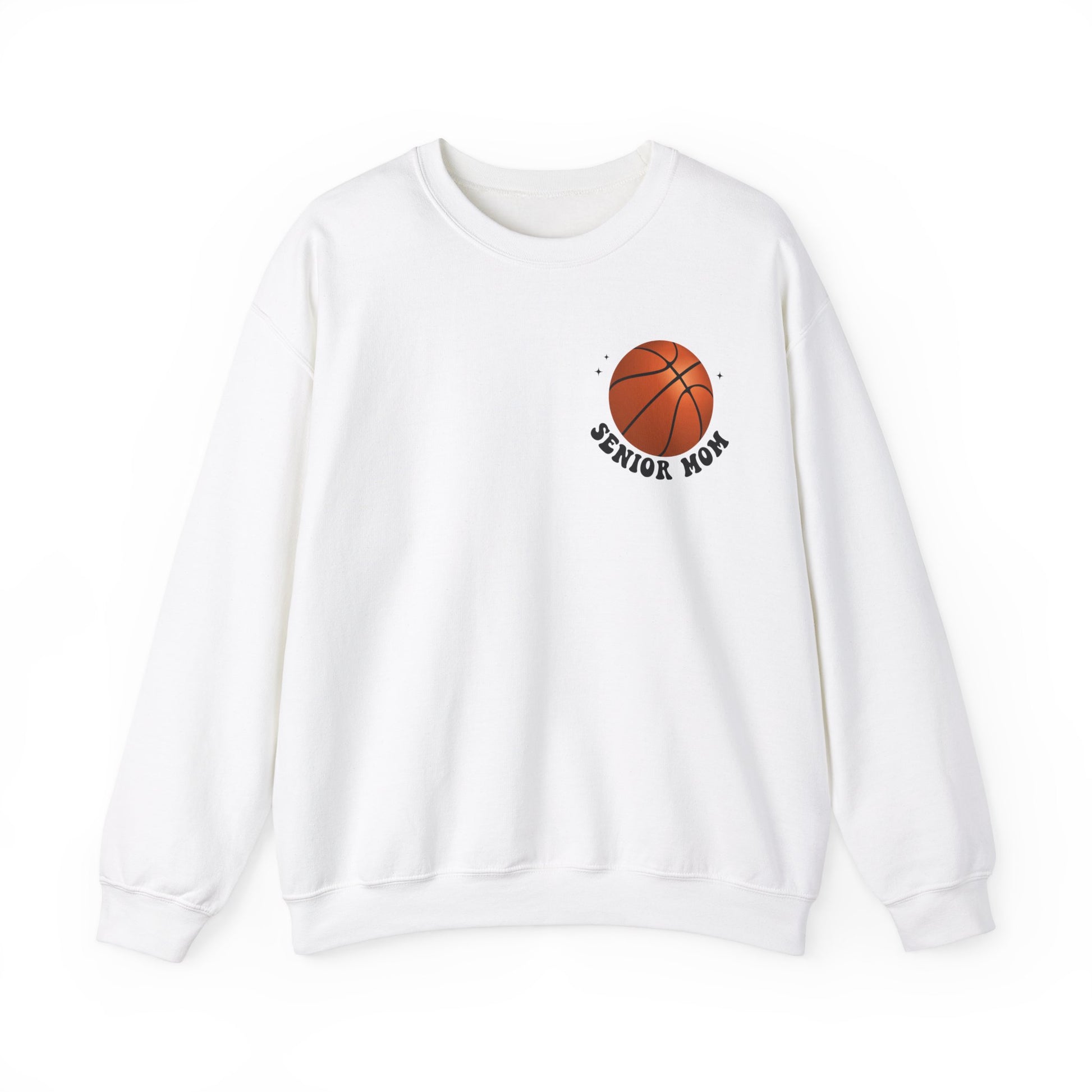 Senior Basketball Mom Era Sweatshirt shown in white