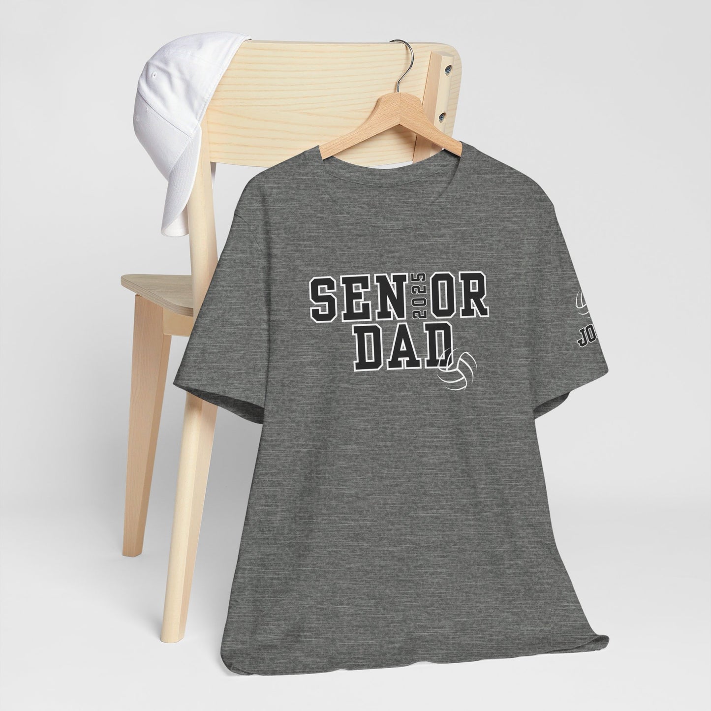 Custom Senior Volleyball Mom Shirt Name on Sleeve Volleyball Shirt Volleyball Dad Shirt Volleyball Gifts Matching Shirts Volleyball tshirt Volleyball Mom and Dad Shirts Volleyball tshirt family shown in grey