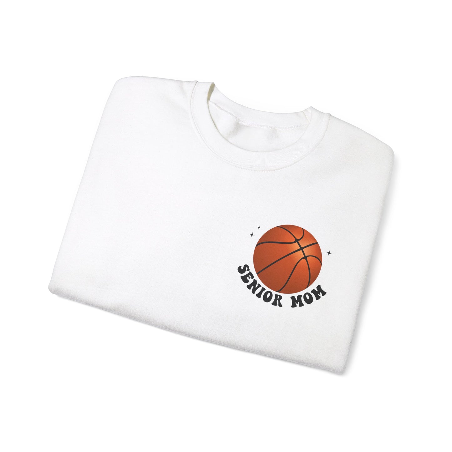 Senior Basketball Mom Era Sweatshirt shown in white