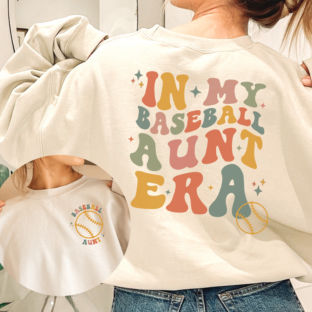 Aunt Baseball Sweatshirt, In My Baseball Aunt Era Game Day Shirt shown in sand