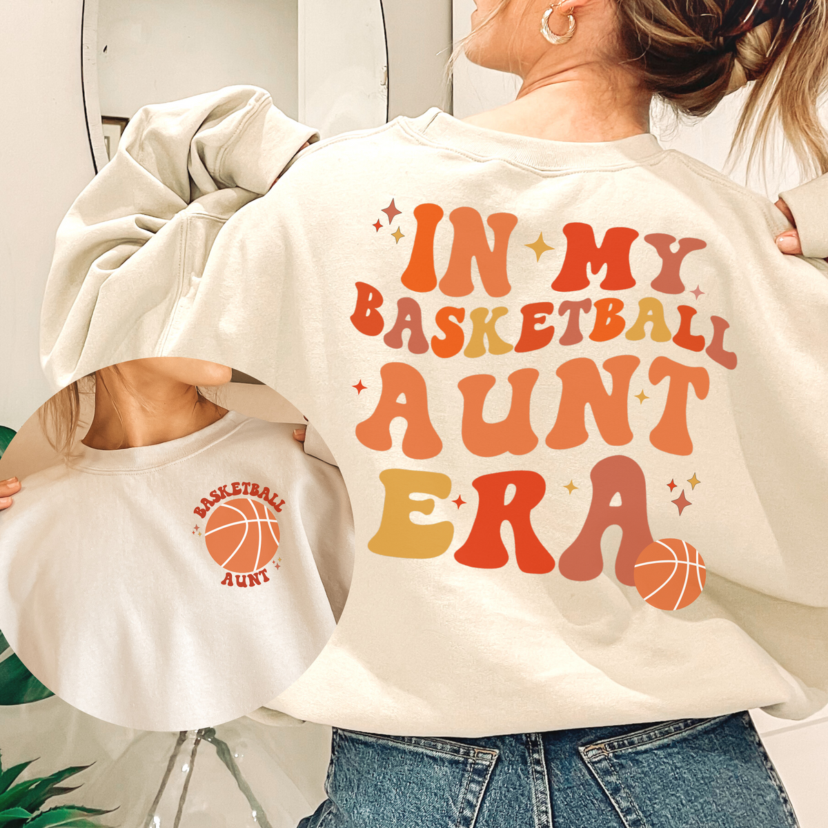 In My Basketball Aunt Era Shirt, Aunt Basketball Sweatshirt - Great Aunt Gift - shown in sand